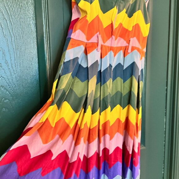 Collectif Rainbow Chevron Summer Dress Size Small - Picture 4 of 5